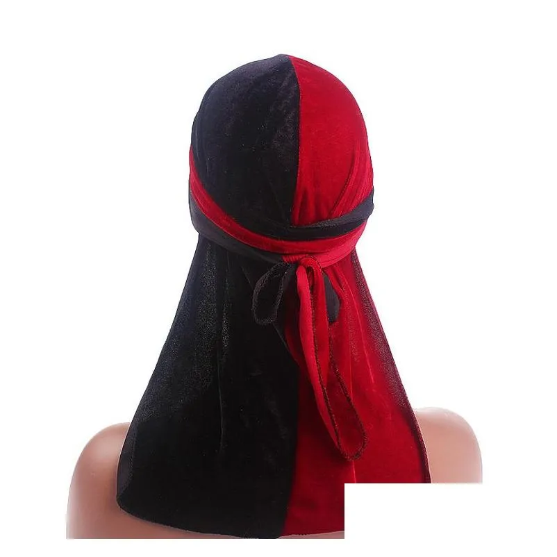 CAPS HATS Nya blommiga lyxiga veet uni Stretchable Worship Wish Bandanas breda remmar Durag Dubbel färg skarv lång svans för tjejpojke 6 dh92p