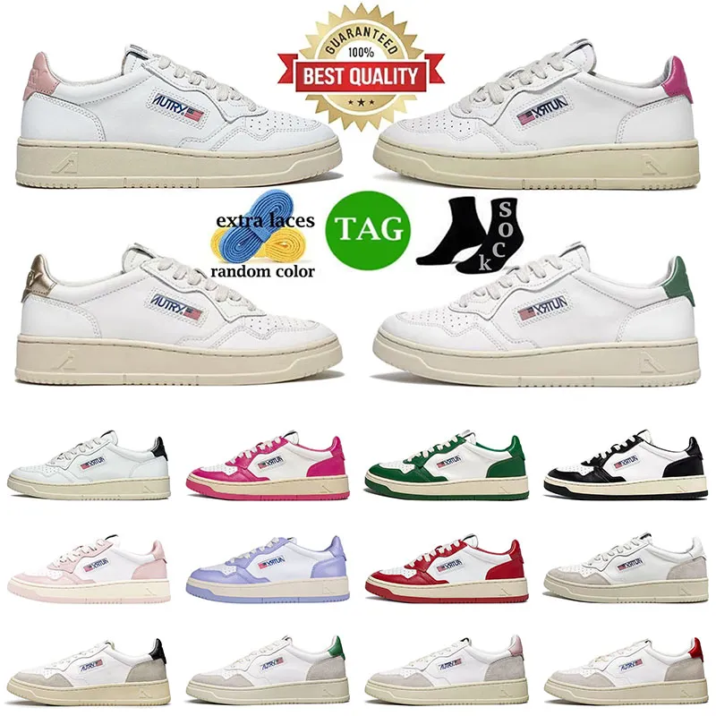 Ontwerper Autries Casual Schoenen VS Medaillewinnaar Leer Lage Sneaker Dames Sneakers Drievoudig Wit Zwart Goud Rood Zilver Azuur Blauw Roze Autrys Damessneakers van topkwaliteit