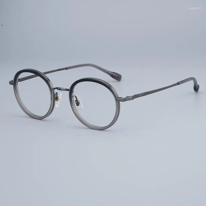 Solglasögon ramar toppkvalitet ren titan runda glasögon kvinnor mode små ansiktsglasögon ultralätt snygga optiska glasögon