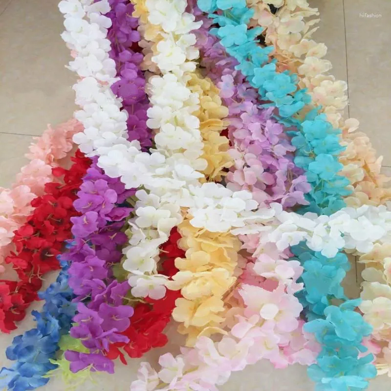 装飾的な花10pcs/lot 1.2m Hydrangea Flower Vine人工Rattan decoration Homes Silk String花輪