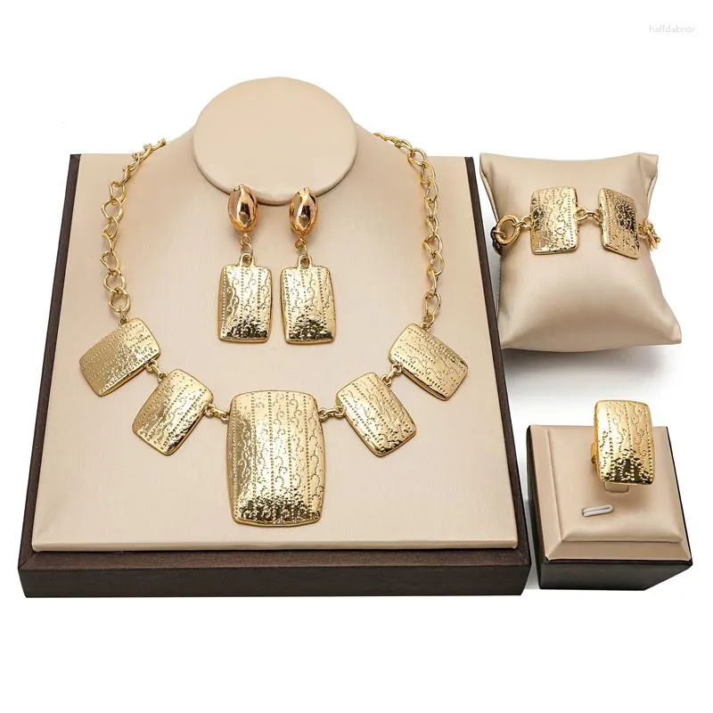 Collana Orecchini Set Longqu Dubai Gioielli da donna in oro riempito Collane e orecchini da donna per matrimonio Zircone verde