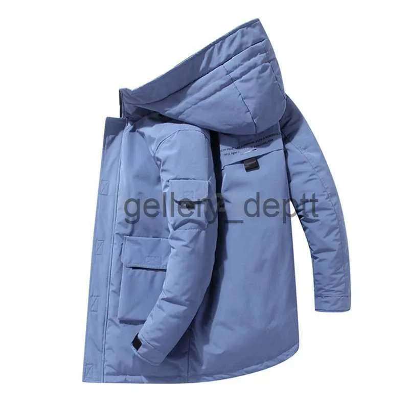 Herrjackor vinter 2023 Ny herr down jacka högkvalitativ vit duck ner parka män mode längd fast färg outcoat varm casual coat tghee j230918