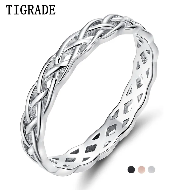 Anneaux de mariage TIGRADE 925 bague en argent Sterling femmes noeud celtique bande de mariage haute polonaise classique empilable anneaux simples vente 230918