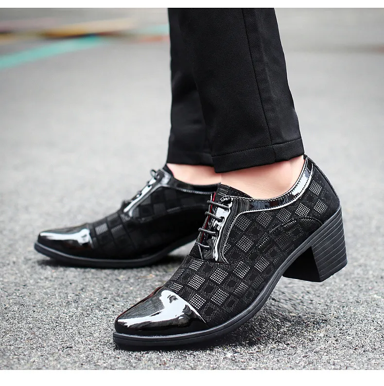 Japanese high heels 8cm leather black casual men's shoes increase leather  shoes stage runway stylist color fashion shoes men - AliExpress