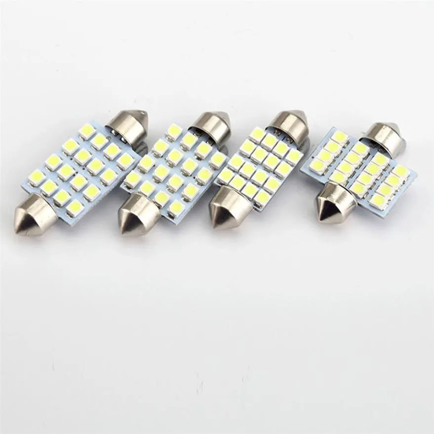 10pcs Festoon 31mm 36mm 39mm 41mm C5W LED Dome Ampuller 16 SMD 3528 Araba LED İç Işıklar Otomatik Harita Okuma Lambaları Beyaz 12v294a