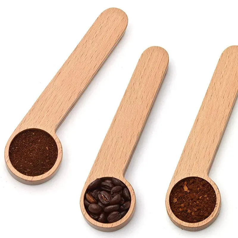 Lepel Hout Koffieschep Met Zakclip Eetlepel Massief Beukenhouten Maatlepels Theebonenlepels Clips Cadeau FY5271 0918