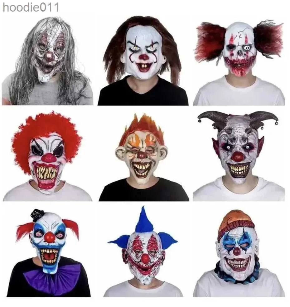 Kostymtillbehör hem rolig clown ansikte dans cosplay mask latex party maskkostument props halloween terror mask män skrämmande masker c298 l230918