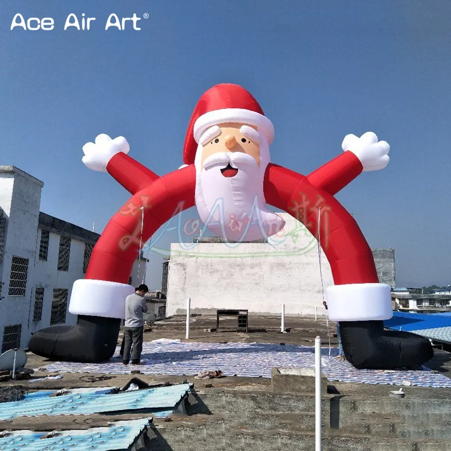 Bellissimo arco gonfiabile di Babbo Natale di Natale largo 8 metri per la decorazione delle vacanze di Natale