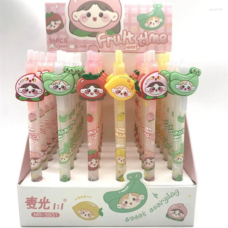 PCS/LOT KAWAII FRUIT GIRL MEKANISKA PENNA Söt 0,5 mm Ritning Skrivande Automatiska Pen School Office Supplies