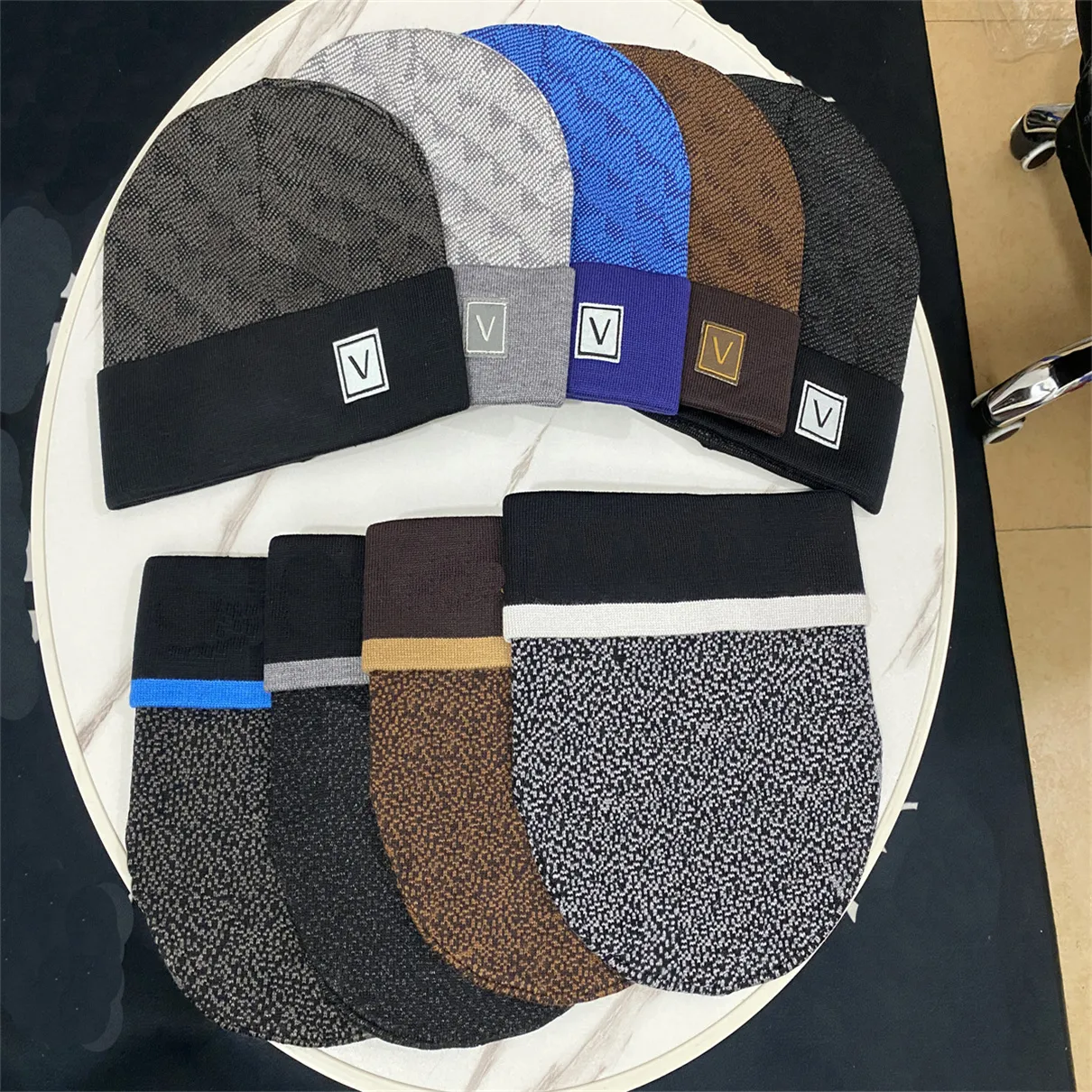 Hats Scarves Sets Beanie/Skull Caps Skull Caps hat mens designers bonnet winter beanie knitted wool hat plus velvet cap skullies Thicker mask Fringe beanies hats