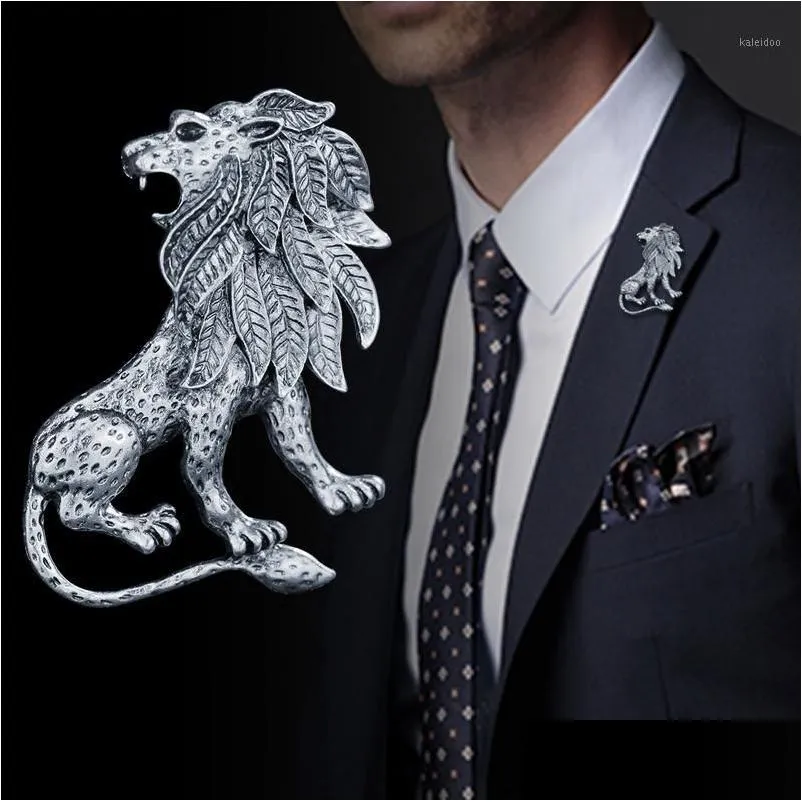 Pins Brooches I-Remiel Antique Animal Lion Brooch Pin Mens Suit Shirt Collar Accessories Lapel Badge And Dress1 Drop Delivery Jewelry Dhlzf