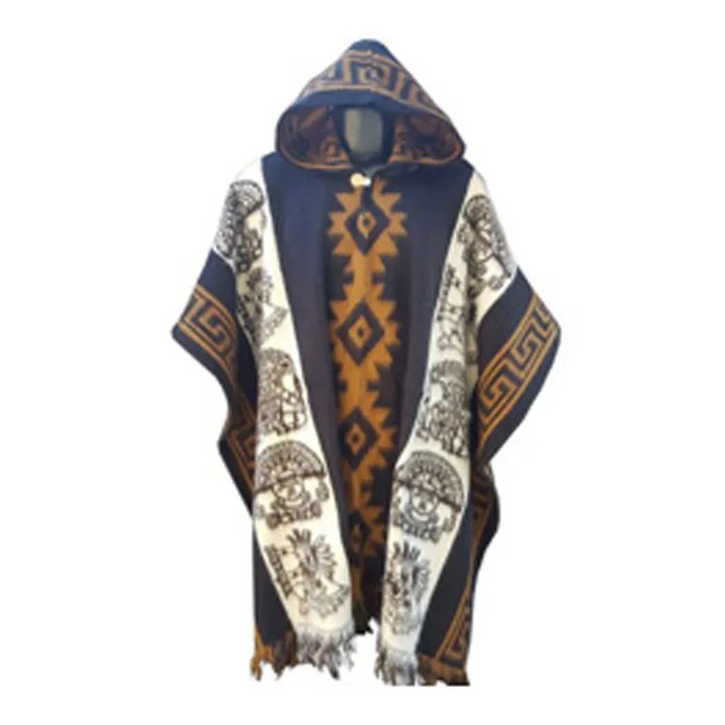 Erkekler Hoodies Sweatshirts Erkek Moda Örgü Capes Retro Etnik Totem Kazak 230918