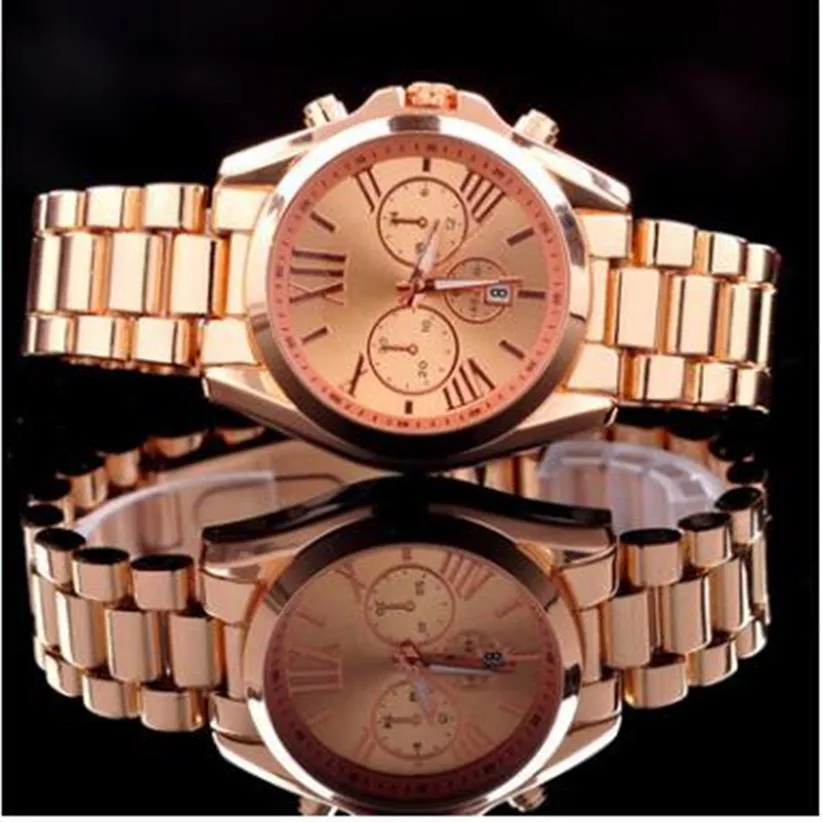 Entier célèbre design mode hommes montre or argent acier inoxydable femme Genève montres à quartz homme montre-bracelet classe d'affaires 301s