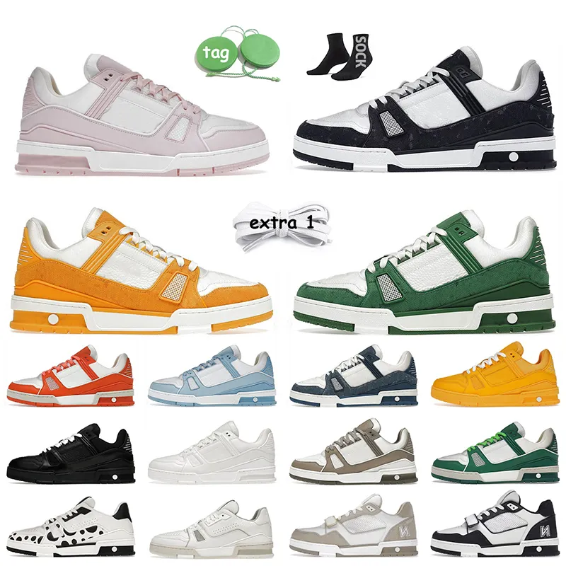 Top Qualité Designer Femmes Hommes Casual Chaussures Rose Monogrammes Denim Fleurs Bleu Virgil En Relief Abloh Blanc Noir Designers Baskets Plateforme En Cuir De Veau Baskets