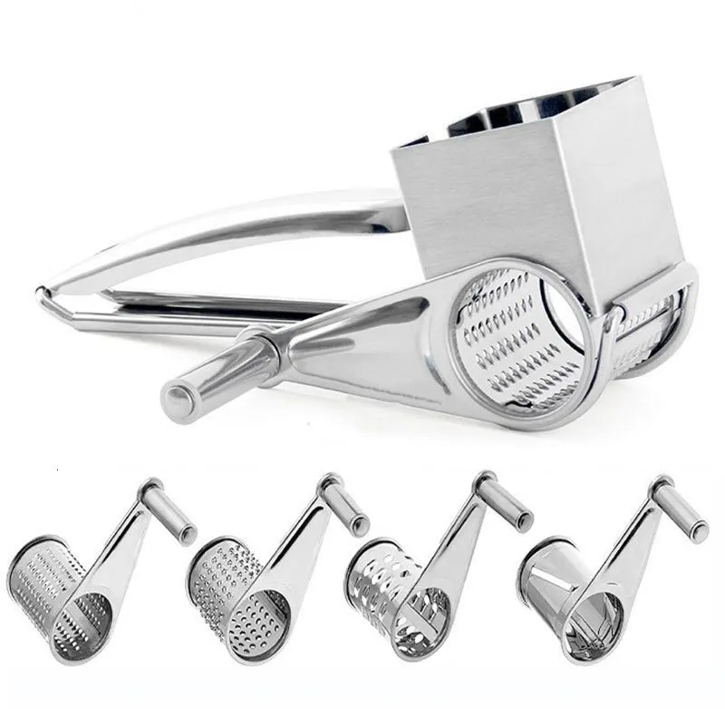 Cheese Tools 4 In1 304 Stainless Steel Grater 431 Cylinder Manual Rotation Home Kitchen Cutter Grinder 230918