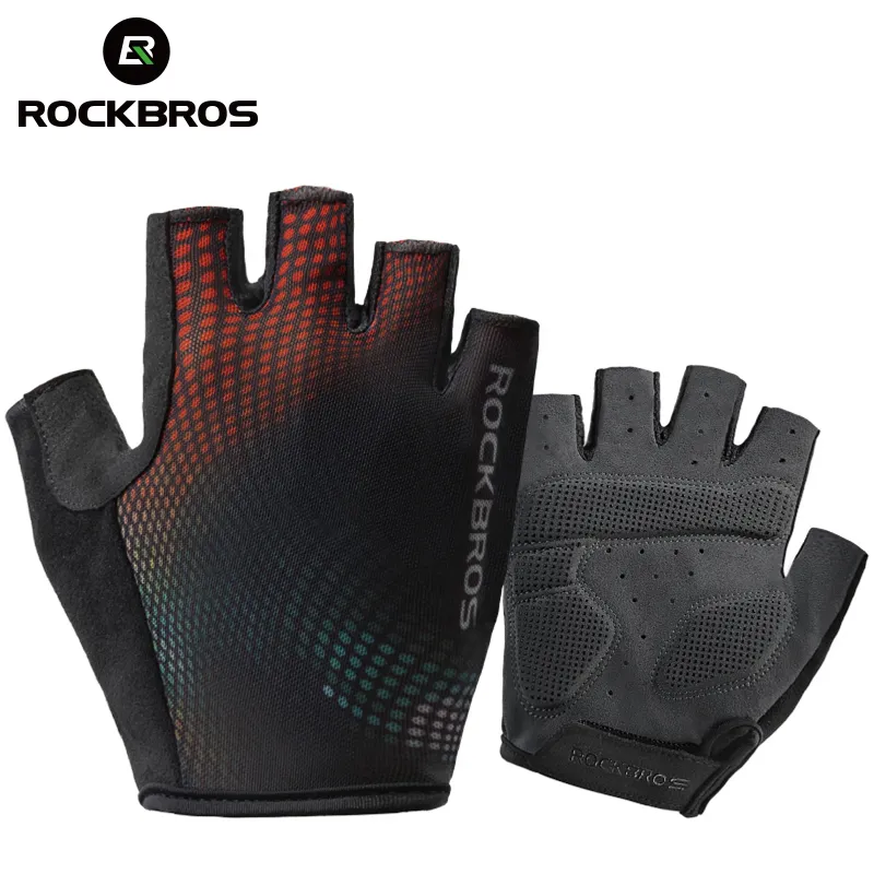 Sports Gloves ROCKBROS Cycling Gloves Spring Summer Shockproof Bicycle Glove Men Women Outdoor Sports Gloves Bike Half Finger Glove Equipment 230918