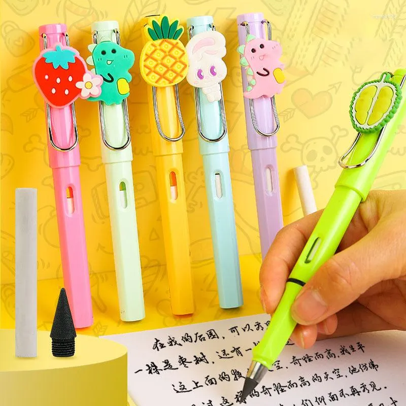 Pz/lotto Frutta Animale Creativa Continua a Scrivere Matita con Gomma Disegno Carino Penne per Pittura Forniture per Ufficio Scolastico all'ingrosso