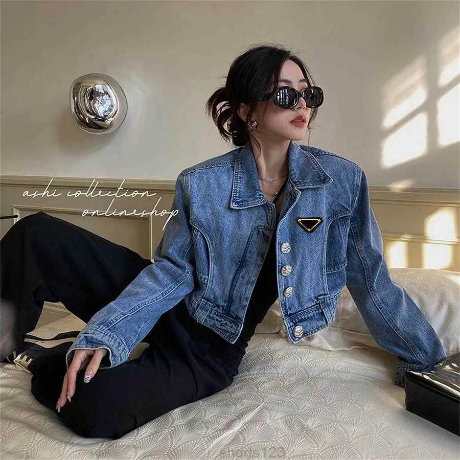 1Women's Jackets Designer Mulheres Denim Casaco Mulheres Botão Letras Primavera Outono Estilo Slim para Lady Outfit Mulher Jeans Outsize Classcia AE7W WBNR