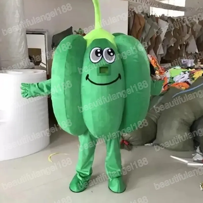 Halloween Green Pepper Mascot Costumes Högkvalitativ tecknad temakaraktär Karneval Unisex Vuxna outfit Christmas Party Outfit Suit