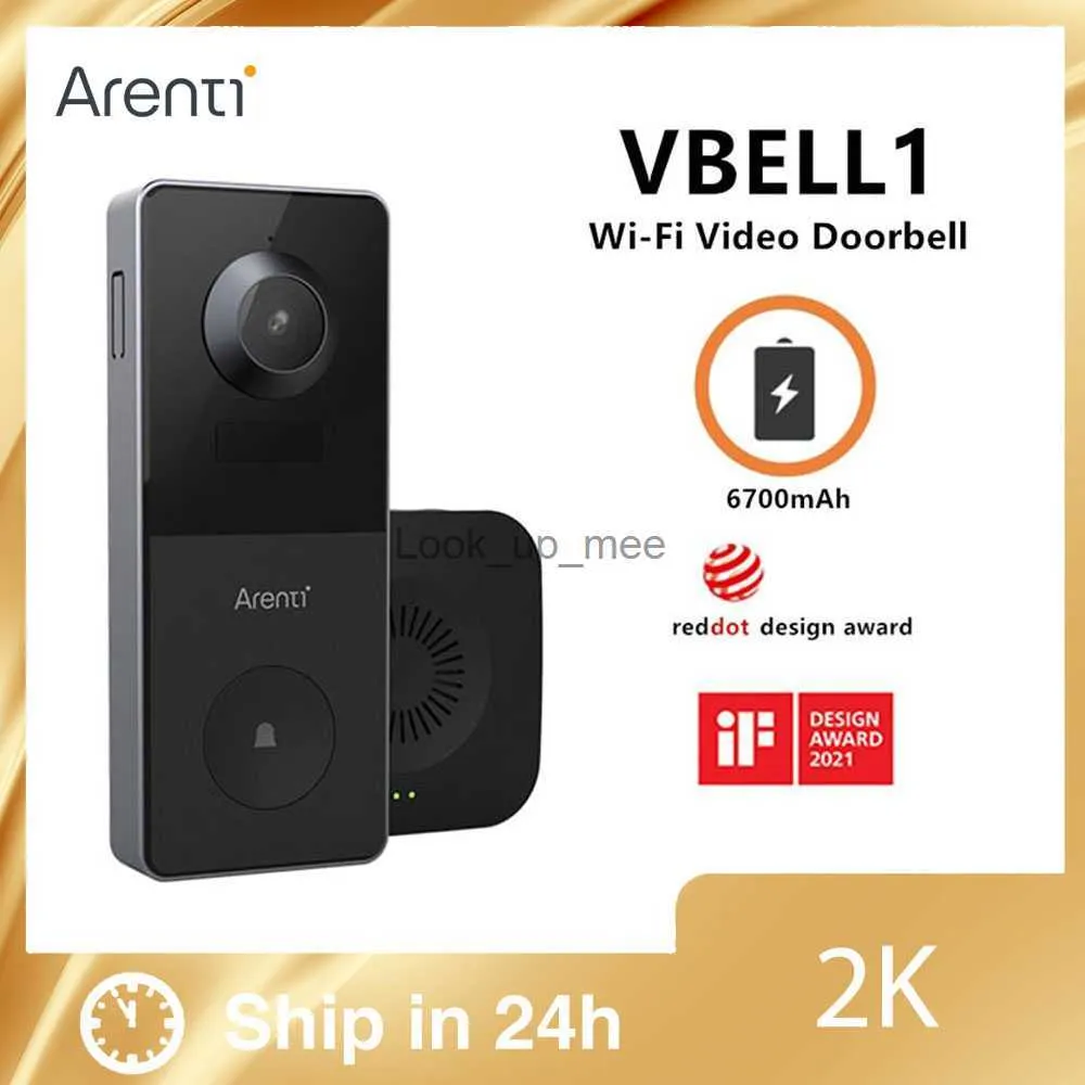 Doorbells Arenti Laxihub 2K Video Doorbell IP65 Waterproof Security Camera Smart Intercom WiFi Door Bell Chargeable Wireless Alarm Ring HKD230918