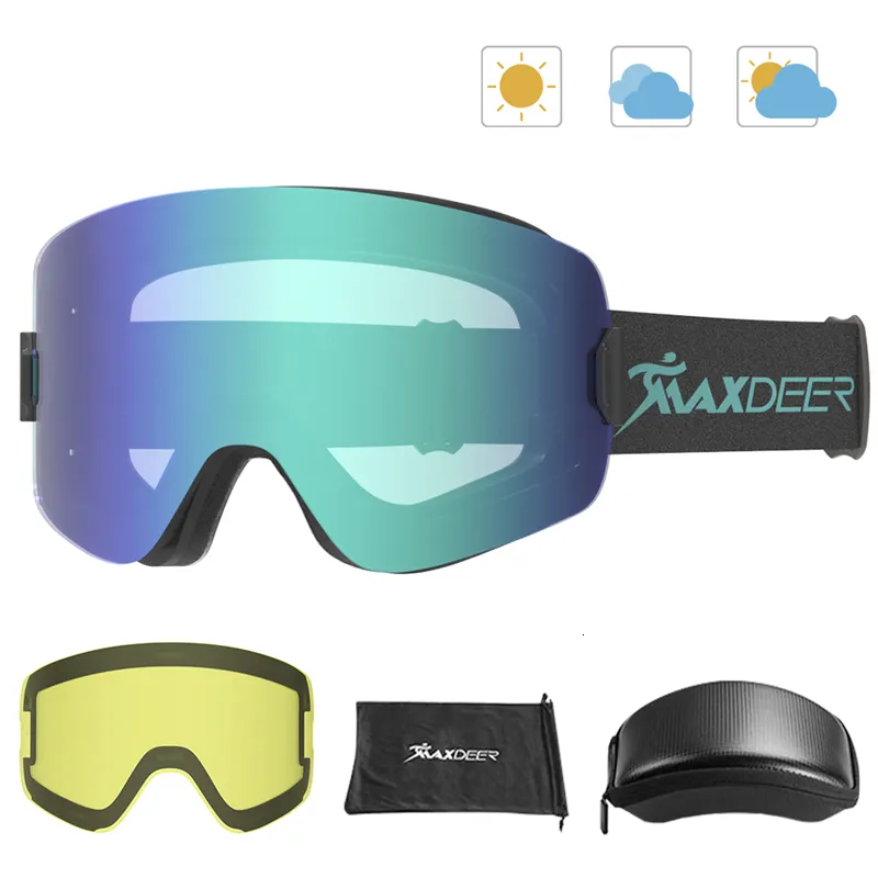 Skidglasögon Ski Goggles OTG Snowboard Glass för män Kvinnor med gult lins UV400-skydd Anti-dimskidåkning Eglasögon Vuxna Snöglasögon 230918