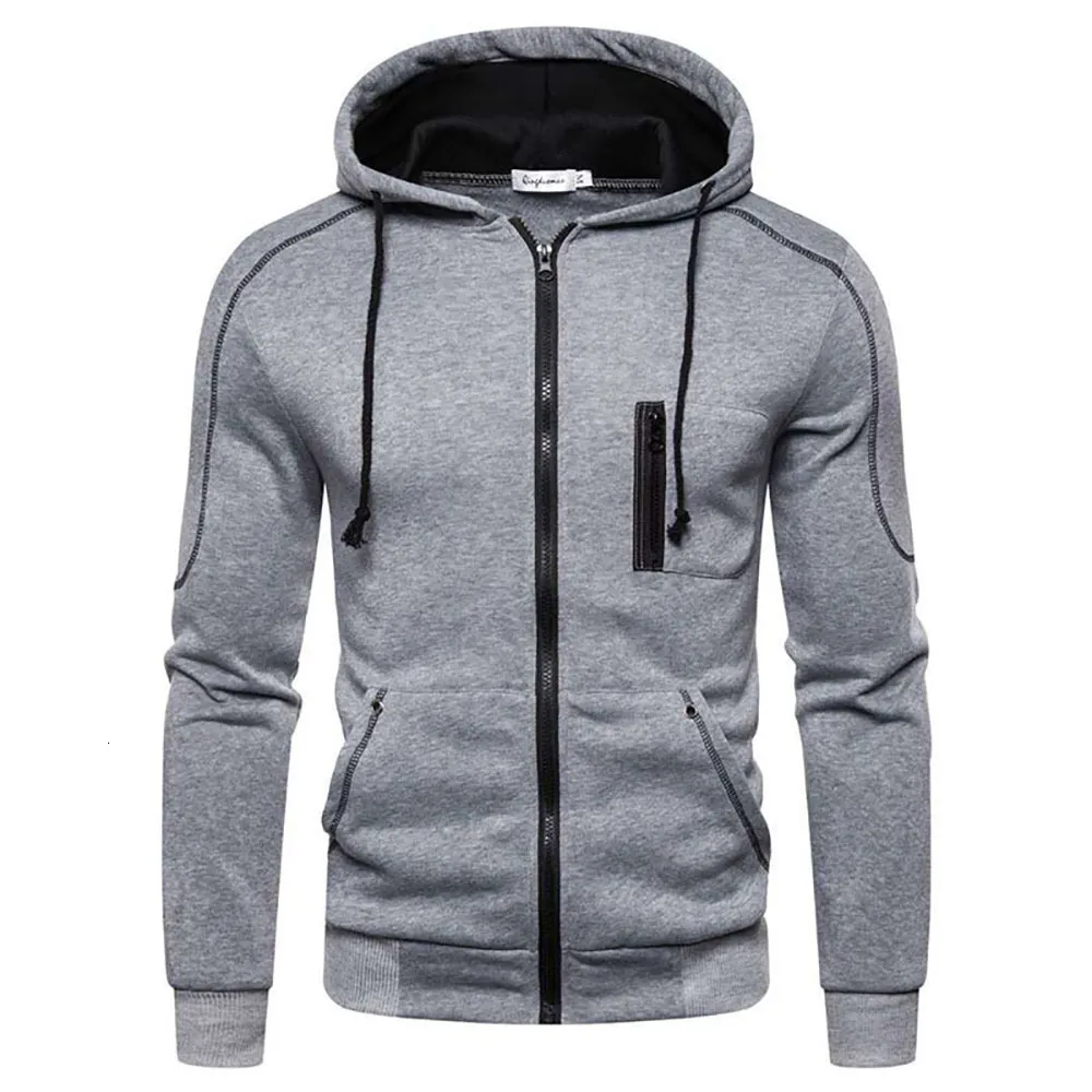 Felpe con cappuccio da uomo Felpe giacche Moda manica lunga con cerniera Felpa con cappuccio in pile Casual Sport Uomo Abbigliamento Taglie forti Nero Whi 230918