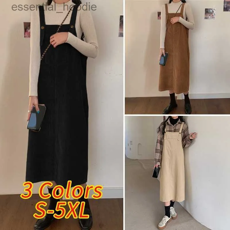 Kvinnors jumpsuits Rompers Zanzea Women Vintage Corduroy Suspender kjolar Pinafores Bib Jumpsuit L230918