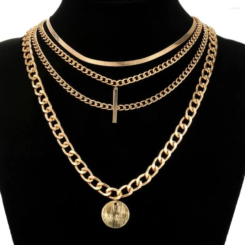 Pendant Necklaces Vintage Gold Color Multilayered Coin Chain Necklace For Women Men Punk Chunky Party Trendy Jewelry