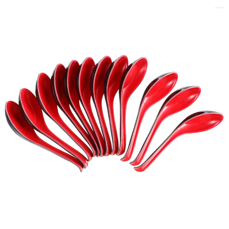 Colheres 12 Pcs Imitação de Porcelana Colorida Utensílios de Cozinha Multiuso Condimento Melamina Sopa Talheres Plástico