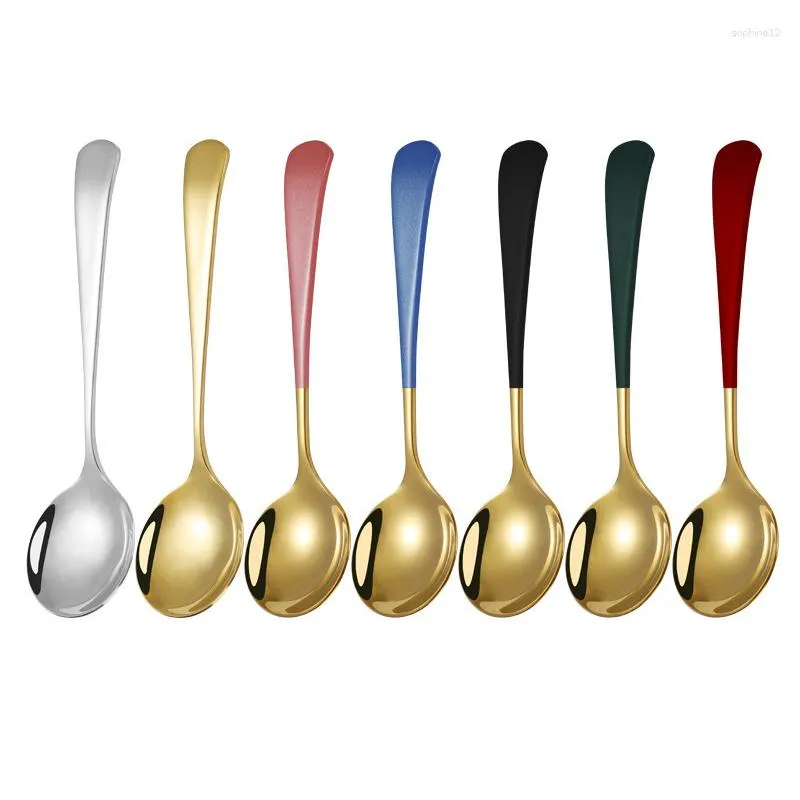 Spoons 1pcs High Quality Home Supplies Elegant Coffee Stainless Steel Dessert Kitchen Utensils Fashion Round