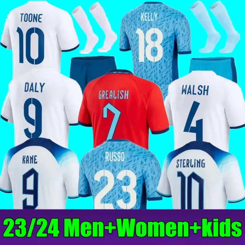 23 24 Voetbalshirt Englands Toone Voetbalshirts Russo Angleterre Wereldbeker Dames Kirby Wit Helder Mead 23 24 Kane Sterling