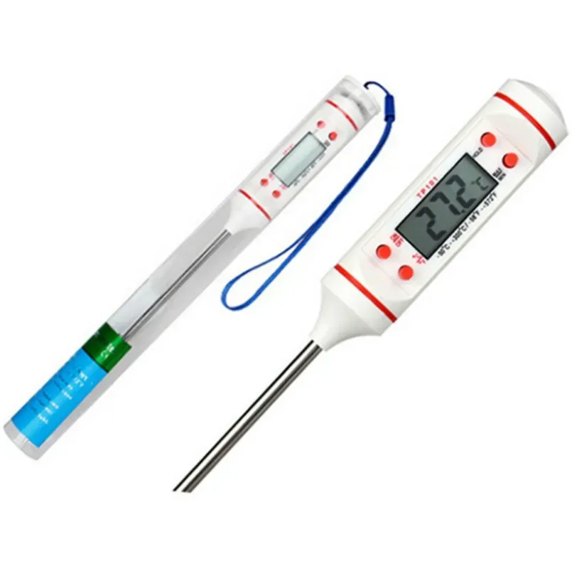 Temperature Meter Instruments TP101 Electronic Digital Food Thermometer Stainless Steel Baking Meters Large Little Screen Display Black white