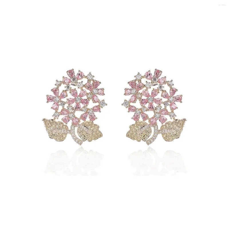 Dangle Earrings Luxury Flower Stud for Girl Women's Cubic Zirconia Wedding Gathering Party Jewelry Accessories CE11852