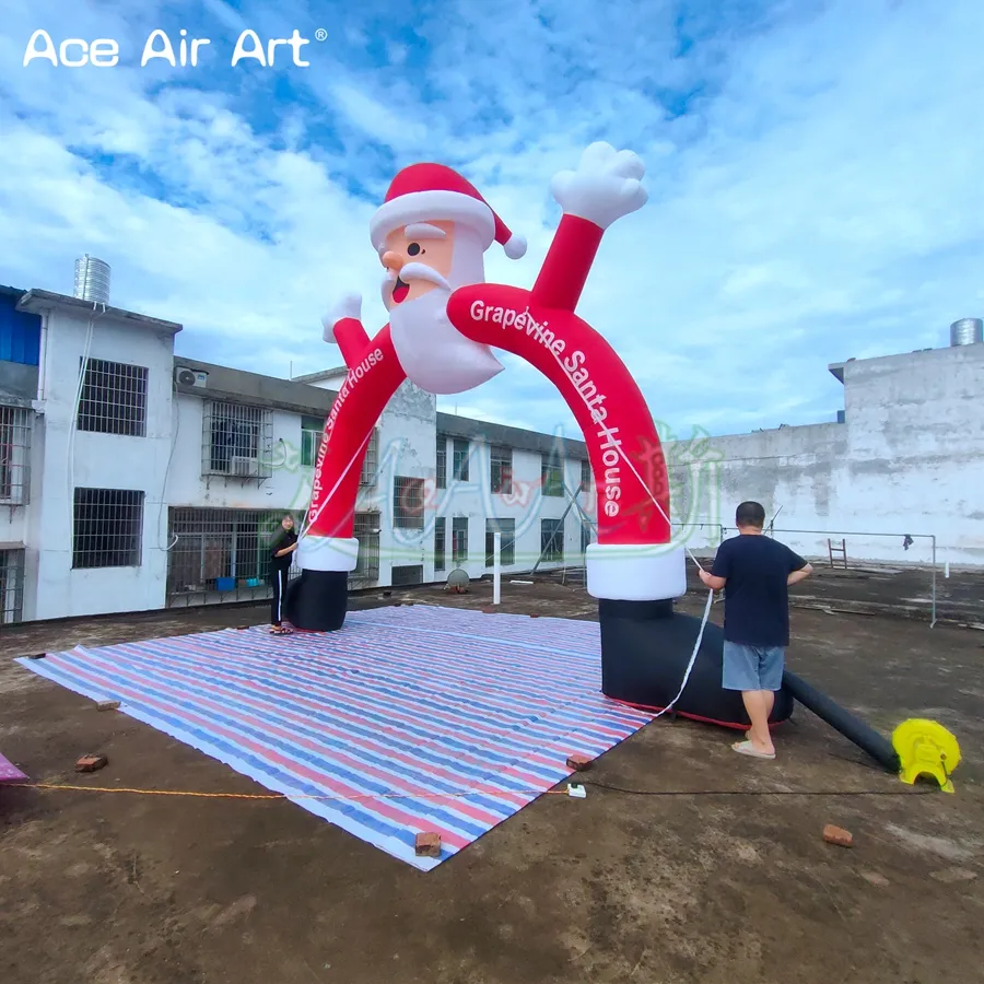 8 Meters Wide Beautiful Inflatable Christmas Santa Claus Arch For Christmas Holiday Decoration