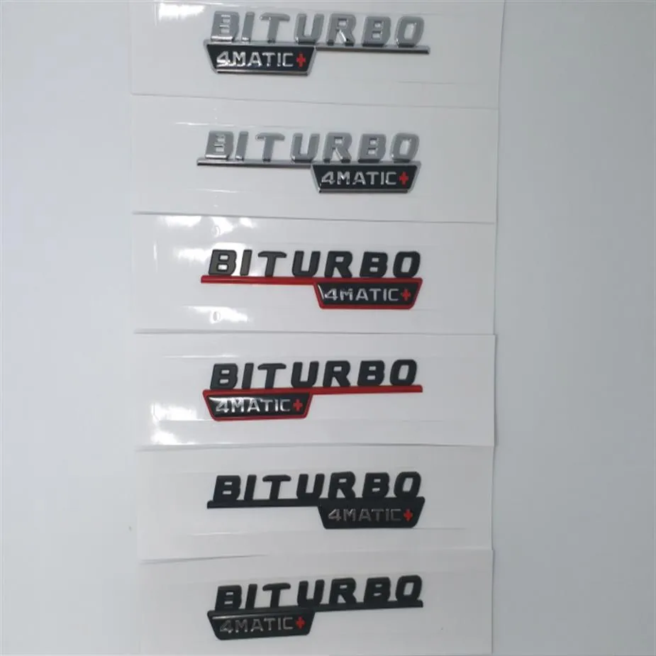 1PAIR MAT SİYAH KROME TURBO 4MATIC BITURBO 4MATIC EMBLEM Rozeti Fender Yan Supercharge Logo Araba Stil Sticker B2324