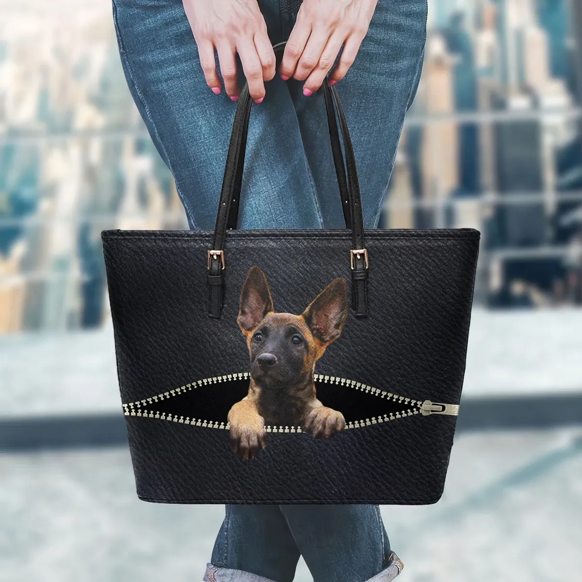 Personalized leather tote top