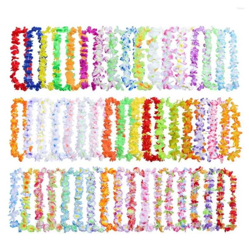 Decorative Flowers 50pcs/pack Fashion Beach Summer Fancy Party Decor Silk Cloth Durable Wreath Artificial Leis Garland Necklace Hanging