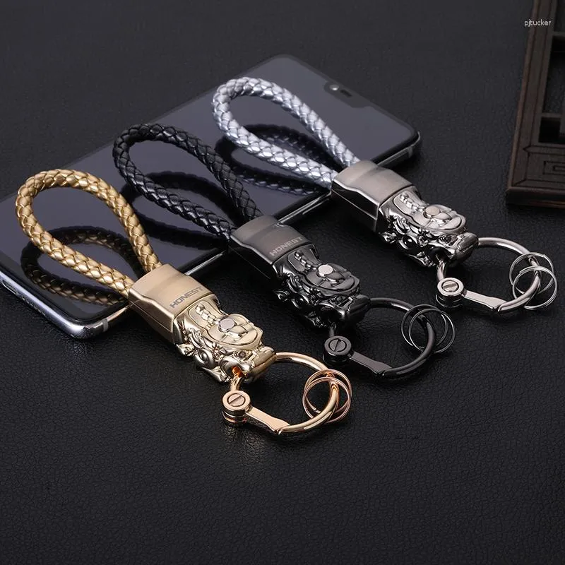 Luxury Genuine Leather Heavy Duty Keychain For Men Custom Car Ring