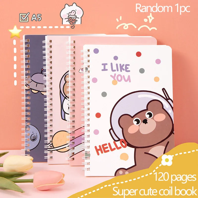 Blocos de notas 4 PCS Kawaii Notebook Journal Kpop A5 Cute Lined Notepad Bobina Dupla Cadernos Portáteis para Escrever Material Escolar Papelaria 230918