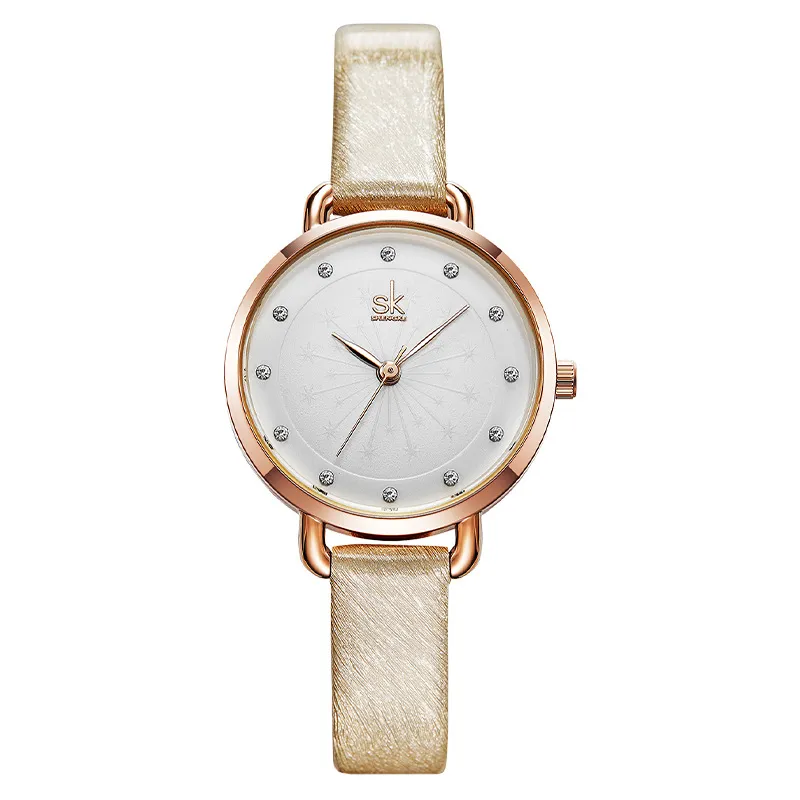 Zegarki damskie Wysokiej jakości luksusowy zwykły prosty pasek wodoodporny skórzany kwarc-battery 30 mm zegarek