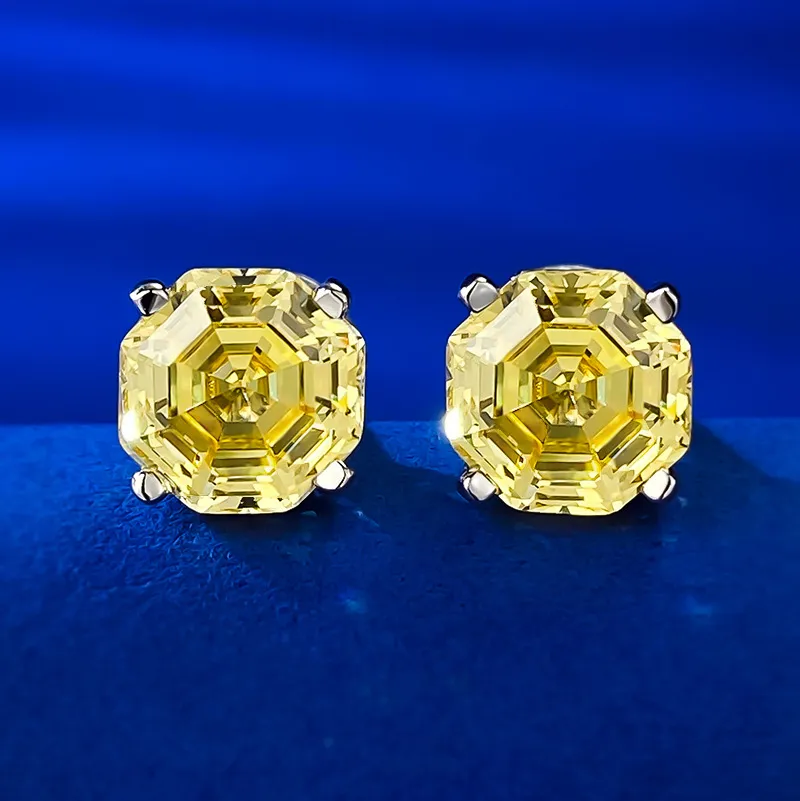 Eşsiz Topaz Diamond Saplama Küpe% 100 Gerçek 925 STERLING Gümüş Söz Düğün Küpeleri Kadınlar Gelin Partisi Takı