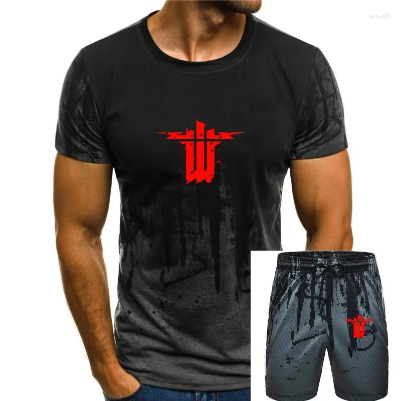 Erkeklerin eşofmanları bir yona wolfenstein t shirt the sipariş tişört klasik pamuk tişört