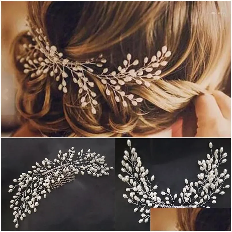 Acessórios de cabelo strass flor folha pente nupcial para meninas ornamentos de cristal jóias mulheres headpieces 2022 clipes gota entrega bebê dhwmb