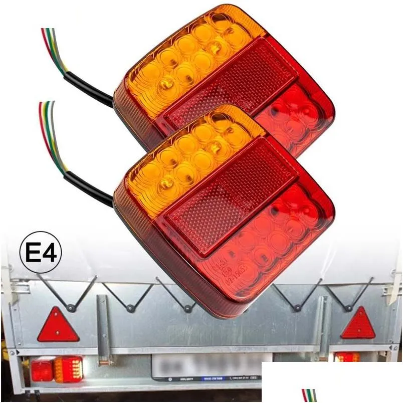 Autokoplampen Lamp 26Led Dompelpompen Trailerlichten Stop Staart Richtingaanwijzer Kentekenplaat Voor Boottrailers Vrachtwagen Rv Bbs D Dhk8Y