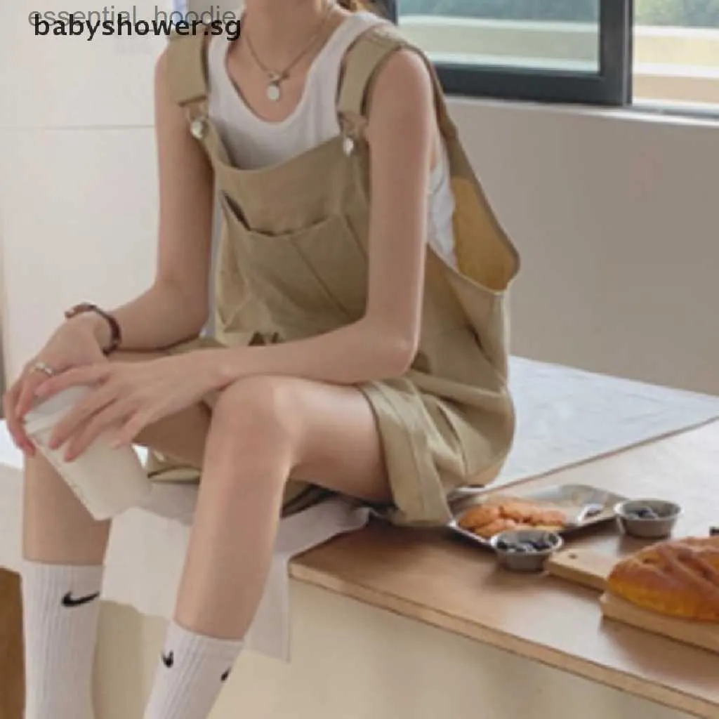 Kobiety Jumpsuits Rompers Babyshower szeroka noga Rompers Kobiety Solid Solid Khaki Vintage luźne luźne unisex podstawowe zabrażenia mankietu mankietowe swobodne koreańskie mody kombinezon stude