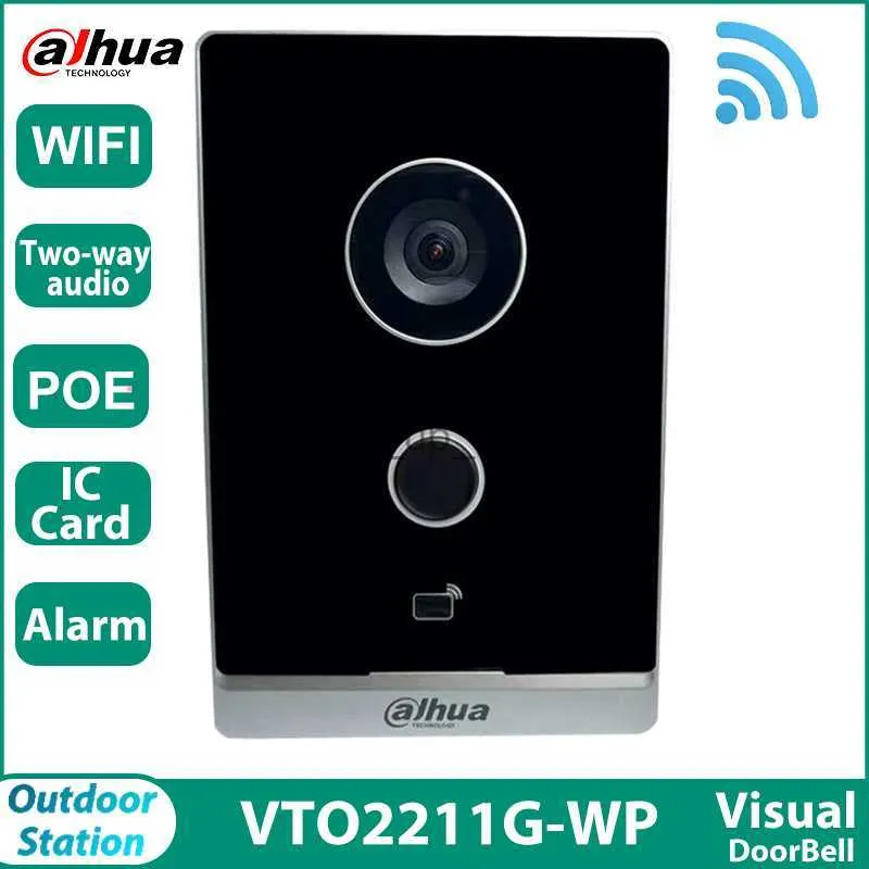 Campainhas Dahua VTO2211G-WP PoE Vídeo Porteiros Wifi Estação externa Áudio bidirecional e cartão IC de voz IR Rede sem fio IP Villa campainha HKD230918