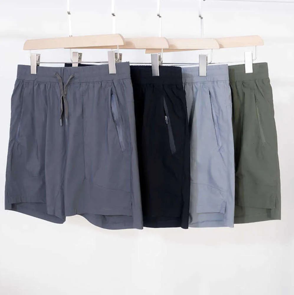 Lulus Pantaloncini da uomo con tasche laterali con cerniera Sport di qualità eccellente Spiaggia Tempo libero Stretch Taglia corta lululemenc maggese