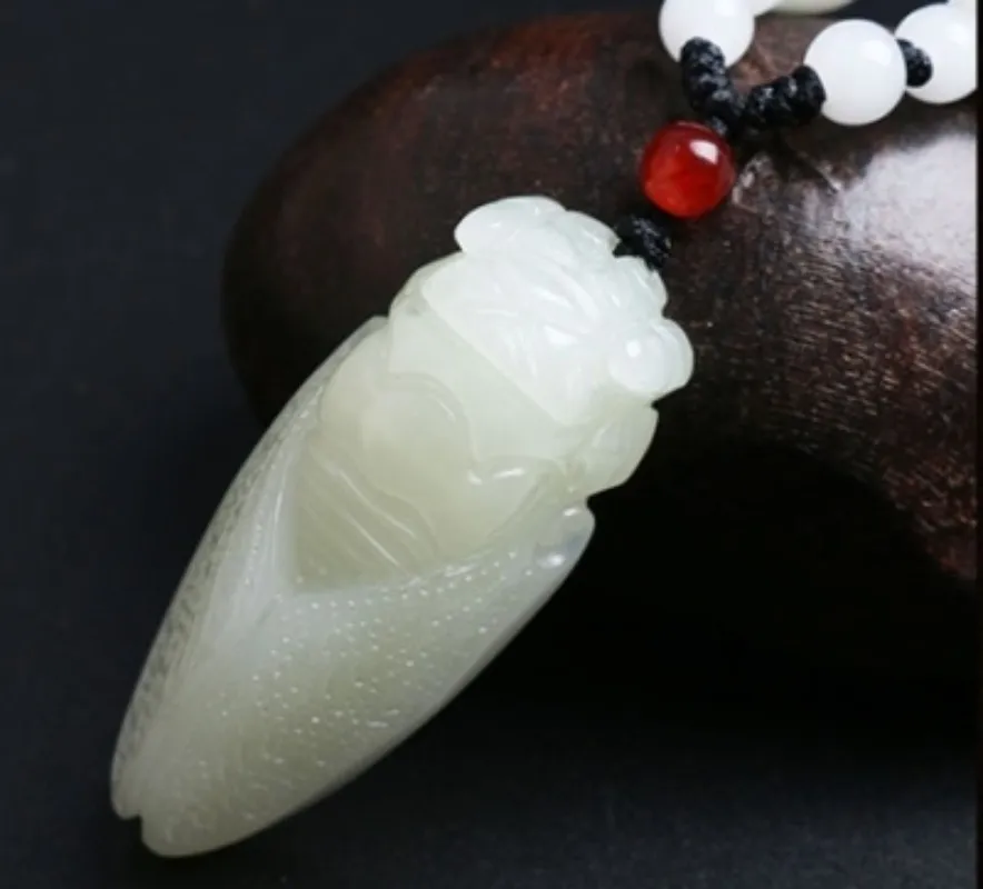 Ювелирные изделия из натурального нефрита Хэтянь, белое ожерелье с кулоном «Цикада на удачу», изысканные ювелирные изделия, лучший подарок