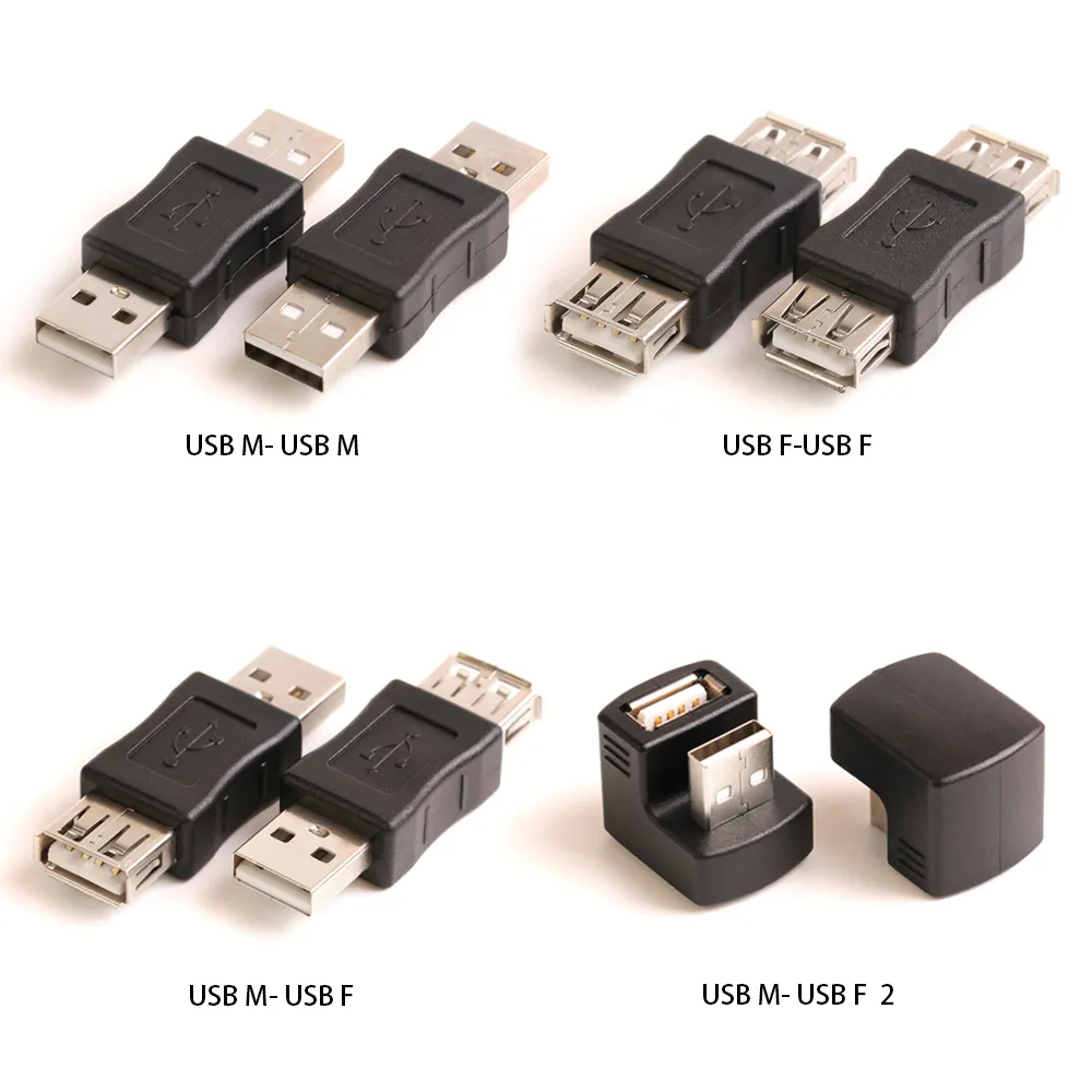 USB -hane till USB Kvinnlig anslutning USB 2.0 Kvinna till manlig omvandlare M till m förlängningsomvandlare