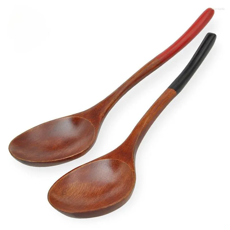 Cucharas de madera de estilo japonés, cuchara de postre, juego de madera para sopa pequeña, cucharadita de café, vajilla de cocina